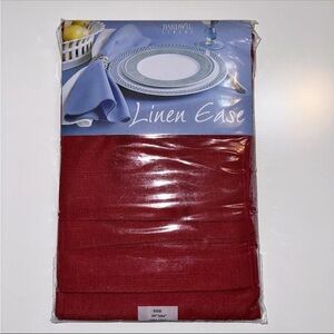 Bardwil Linens Holiday Red Linen Ease Oblong Tablecloth & Napkins 60" x 84" NEW